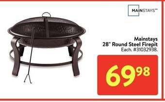 Walmart Mainstays 28" round steel firepit offer