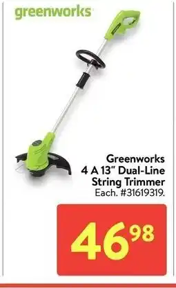 Walmart Greenworks 4 a 13" dual-line string trimmer offer
