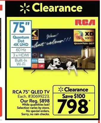 Walmart Rca 75" qled tv offer