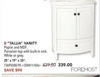 RONA Tallia vanity offer