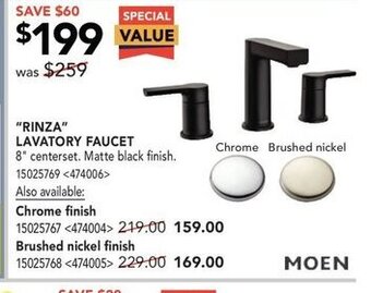 RONA Rinza lavatory faucet offer