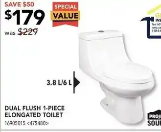 RONA Dual flush 1-piece elongated toilet offer