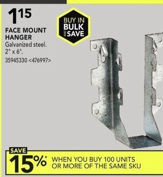 RONA Face mount hanger offer