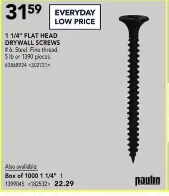 RONA 1 1/4" Flat head drywall screws offer