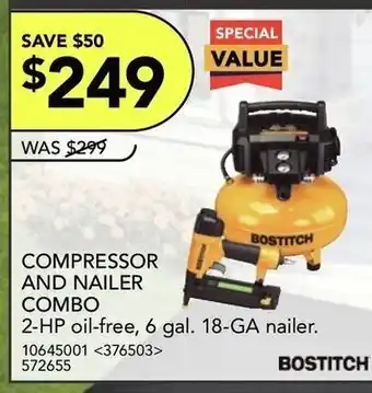 RONA Compressor and nailer combo offer