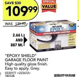 RONA Epoxy shield garage floor paint offer
