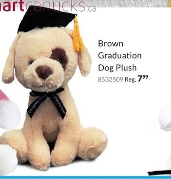 Party City Brown graduation dog plush offer