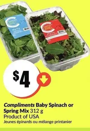 FreshCo Compliments baby spinach spring mix offer