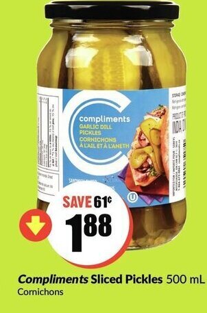 FreshCo Compliments sliced pickles offer