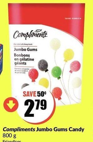 FreshCo Compliments jumbo gums candy offer