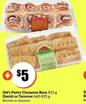 FreshCo Del's pastry cinnamon buns danish or turnover offer