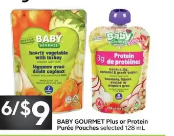 Sobeys Baby gourmet plus or protein puree pouches offer