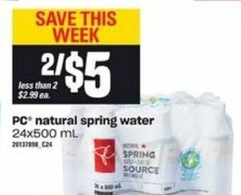 Loblaws PC natural spring water offer