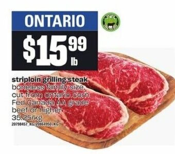 Loblaws Striploin grilling steak offer