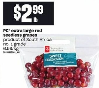 Zehrs Markets Extra large red seedless grapes offer