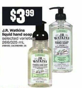 Zehrs Markets J.R. Watkins liquid hand soap offer
