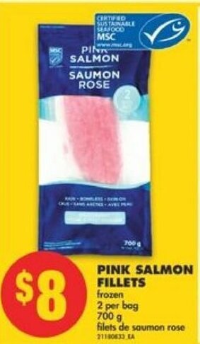 No Frills Pink salmon fillets offer