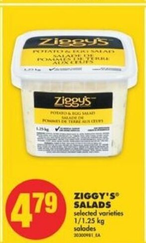 No Frills Ziggy's salads offer