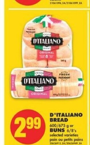 No Frills D'italiano bread or buns offer