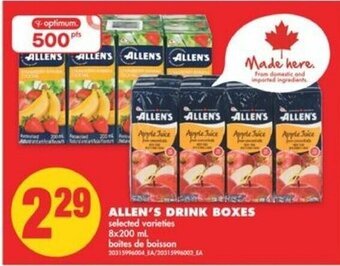 No Frills Allen's drink boxes offer