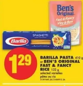 No Frills Barilla pasta or ben's original fast & fancy rice offer