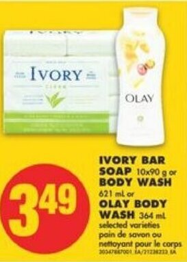 No Frills Ivory bar soap or body wash offer