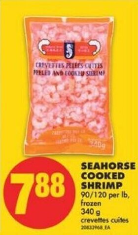 No Frills Seahorse cooked shrimp offer