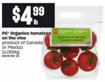 Dominion Organics tomatoes on the vine offer
