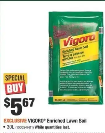 Home Depot Vigoro Enriched Lawn Soil offer