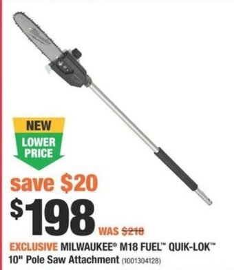 Home Depot Milwaukee M18 Fuel Quik-Lok 10 Pole Saw Attachment offer