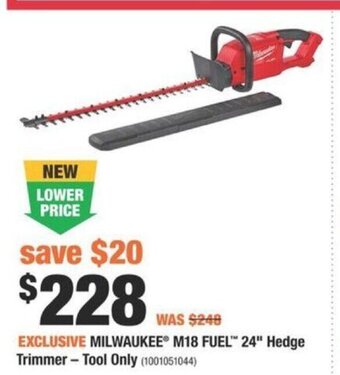 Home Depot Milwaukee M18 Fuel 24 Hedge Trimmer-Tool Only offer