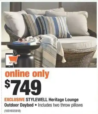 Home Depot Stylewell Heritage Lounge Outdoor Daybed offer