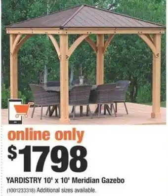 Home Depot Yardistry 10x10 Meridian Gazebo offer