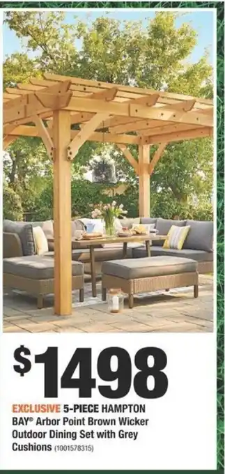 Home Depot 5-Piece Hampton Bay Arbor Point Brown Wicker offer