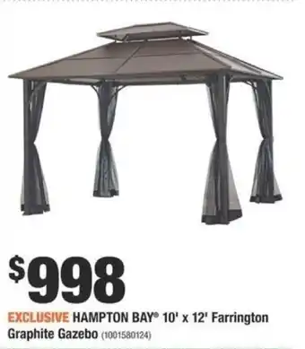 Home Depot Hampton Bay 10x12 Farrington Graphite Gazebo offer