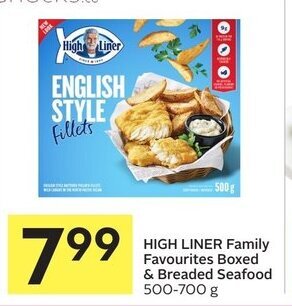 Foodland High liner family favourites boxed & breaded seafood offer