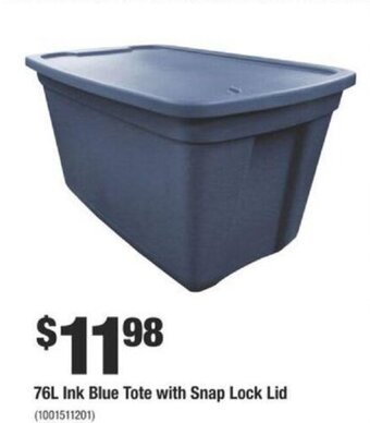 Home Depot 76L ink blue tote with snap lock lid offer