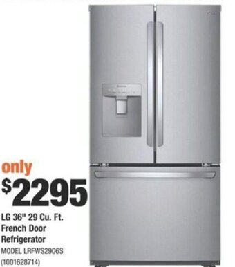 Home Depot LG 36" 29 cu. ft. french door refrigerator offer