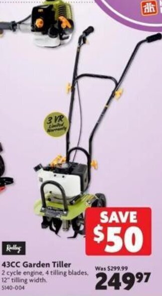 Home Hardware 43CC garden tiller offer