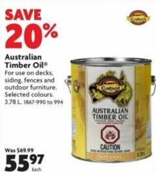 Home Hardware Australian timber oil offer