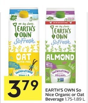 Foodland Earth's own so nice organic or oat beverage offer