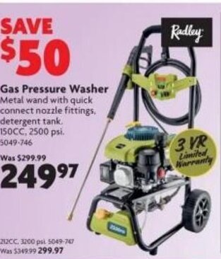 Home Hardware Gas pressure washer offer