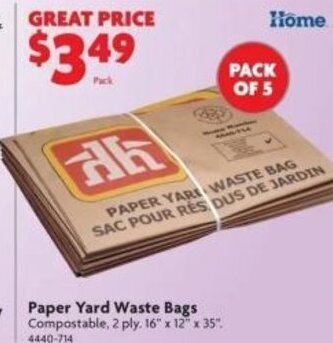 Home Hardware Paper yard waste bags offer