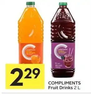 Foodland Compliments fruit drinks offer