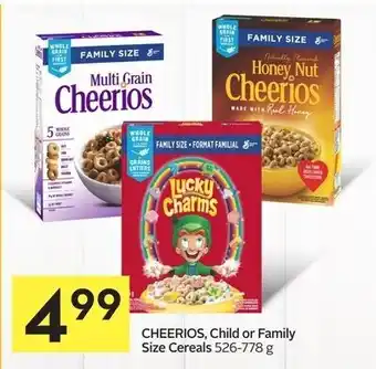 Foodland Cheerios, child or family size cereals offer