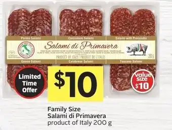 Foodland Family size salami di primavera offer
