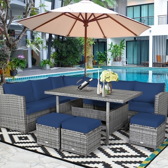 Best Buy Costway 7 PCS Patio Rattan Dining Set Sectional Sofa Couch Ottoman Garden offer