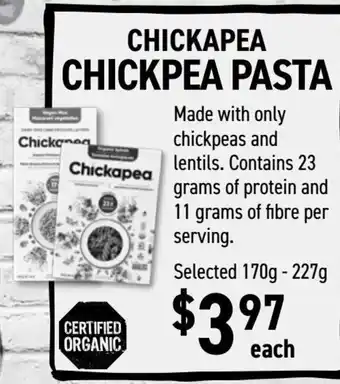 Organic Garage Chickpea pasta offer