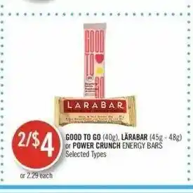 Shoppers Drug Mart Good to go Lârabar or power crunch offer