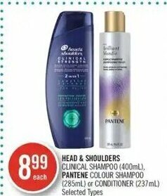 Shoppers Drug Mart Head & shoulders clinical shampoo, pantene colour shampoo or conditioner offer